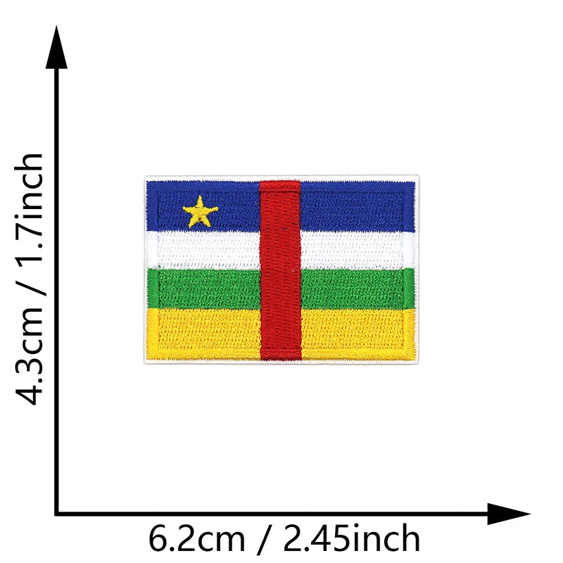 Dimensions du patch brodé du drapeau de la République centrafricaine