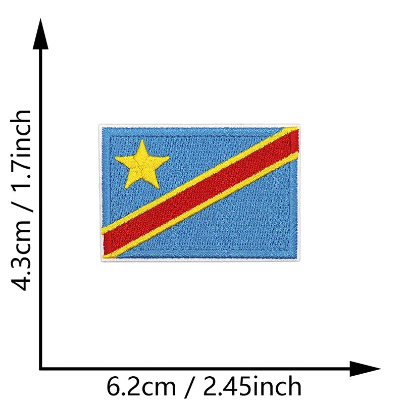 Dimensions du patch brodé du drapeau de la République démocratique du Congo