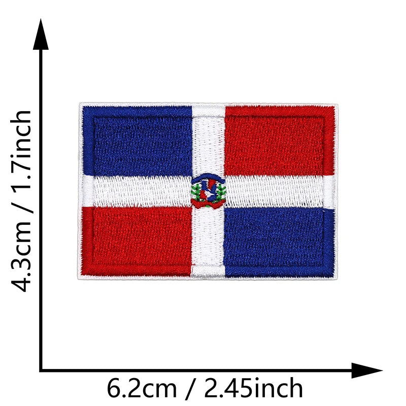 Dimensions du patch brodé du drapeau de la République dominicaine