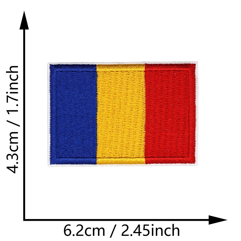 Dimensions du patch brodé du drapeau de la Roumanie