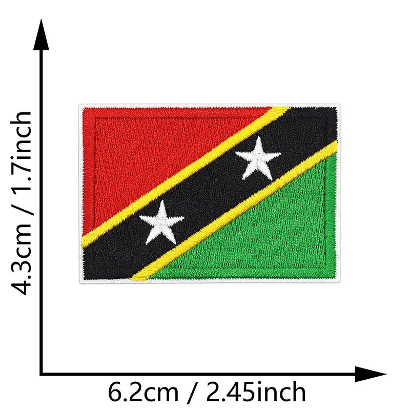 Dimensions du patch brodé du drapeau de Saint-Christophe-et-Niévès