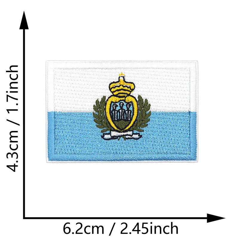 Dimensions du patch brodé du drapeau de Saint-Marin