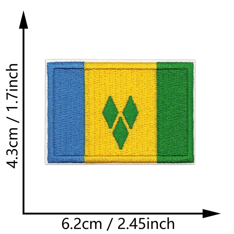 Dimensions du patch brodé du drapeau de Saint-Vincent-et-les-Grenadines