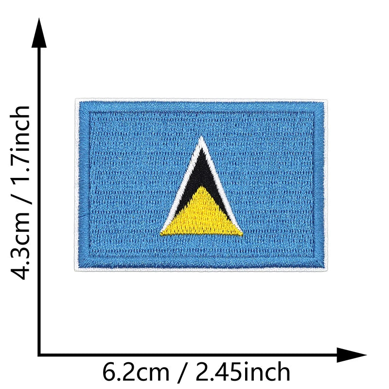 Dimensions du patch brodé du drapeau de Sainte-Lucie