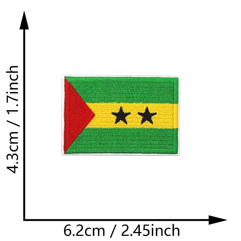 Dimensions du patch brodé du drapeau de Sao Tomé-et-Principe