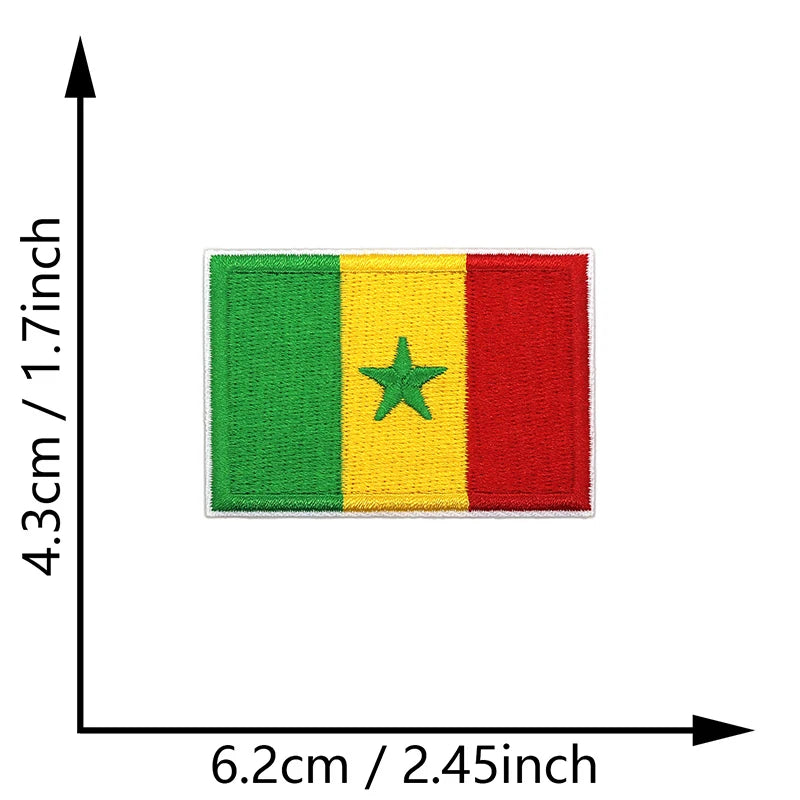 Dimensions du patch brodé du drapeau du Sénégal