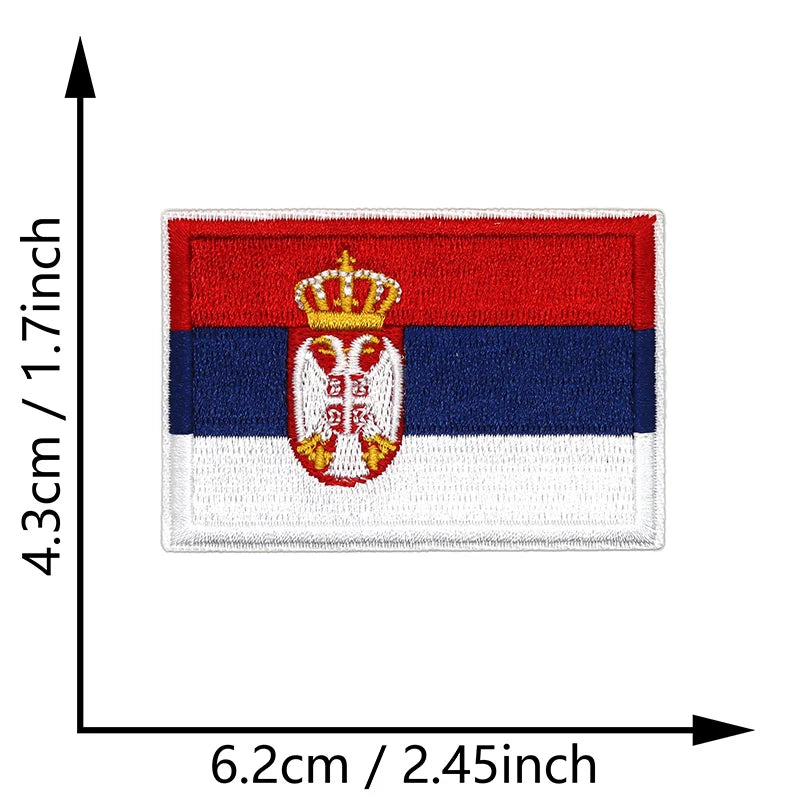 Dimensions du patch brodé du drapeau de la Serbie