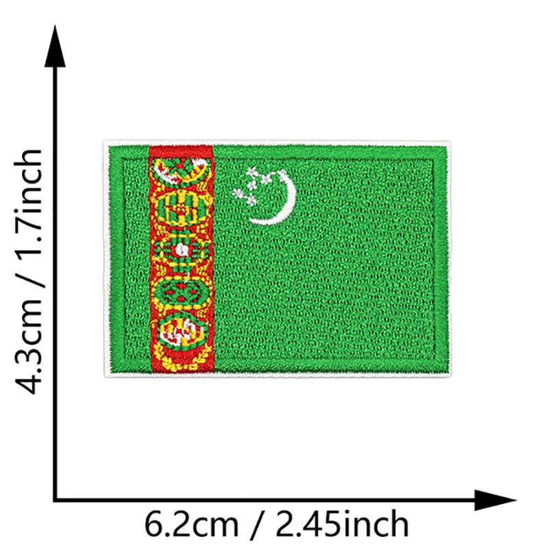 Dimensions du patch brodé du drapeau du Turkménistan