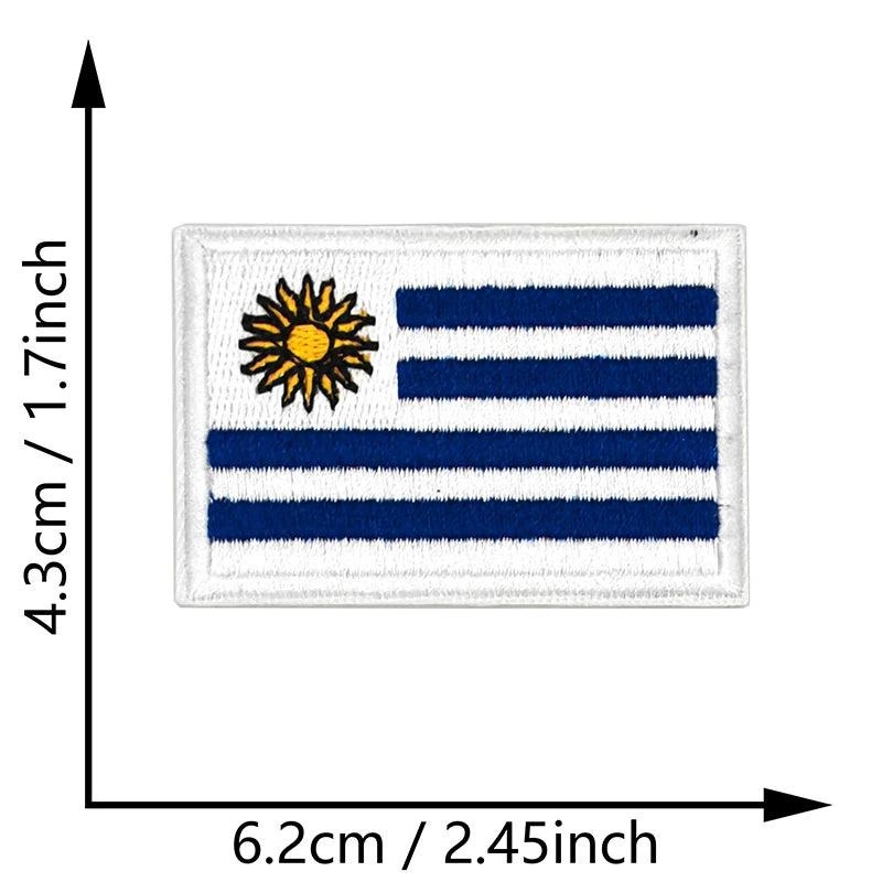 Dimensions du patch brodé du drapeau de l'Uruguay