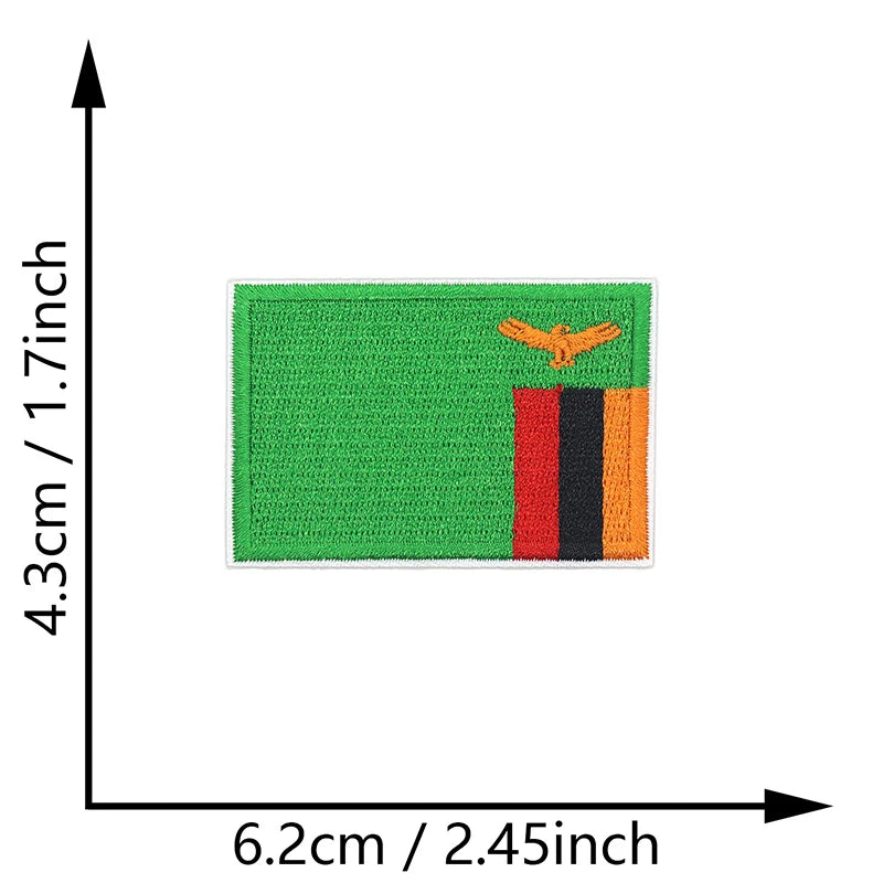Dimensions du patch brodé du drapeau de la Zambie