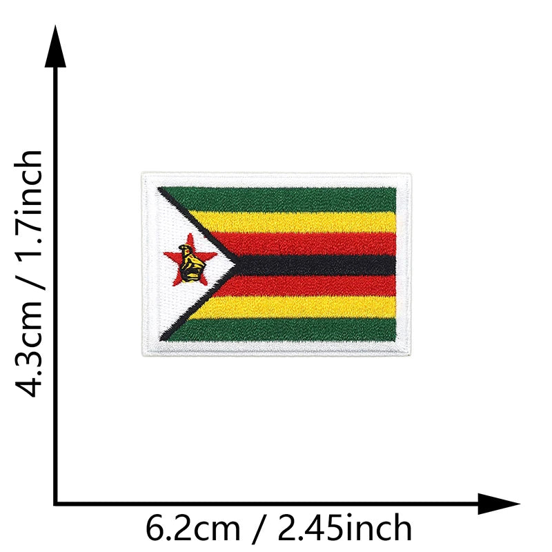 Dimensions du patch brodé du drapeau du Zimbabwe